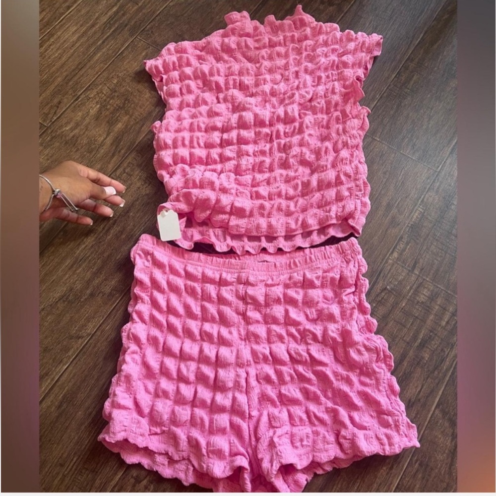 Pink BubbleGum Set | Waffle Textured NWT